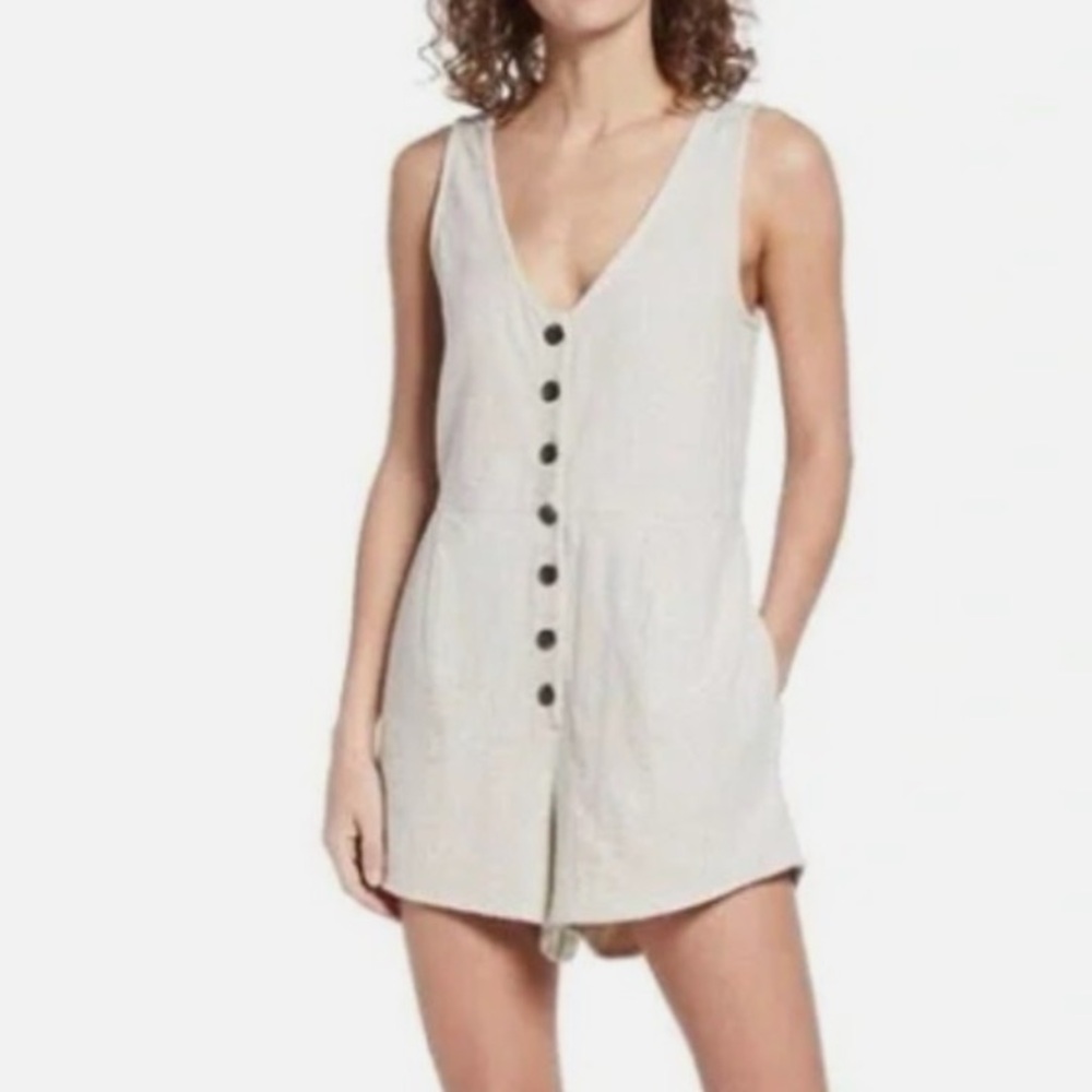 Madewell Beige Neutral‎ Button-Down Sleeveless Romper ladies size 14